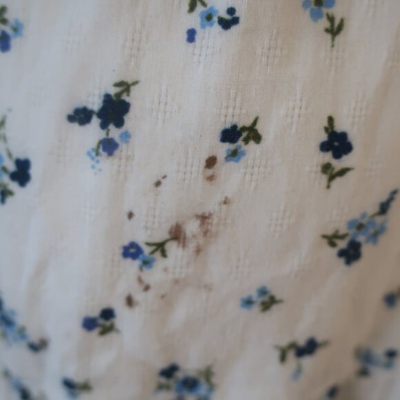 Womens RAHI White, Blue Floral Design Button Down Short Sleeve Midi Dress XS - Picture 10 of 11